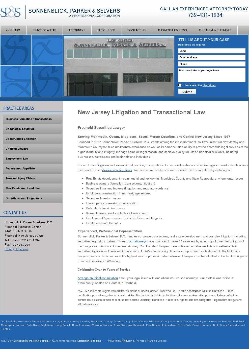 Sonnenblick, Parker & Selvers, P.C. - Freehold NJ Lawyers