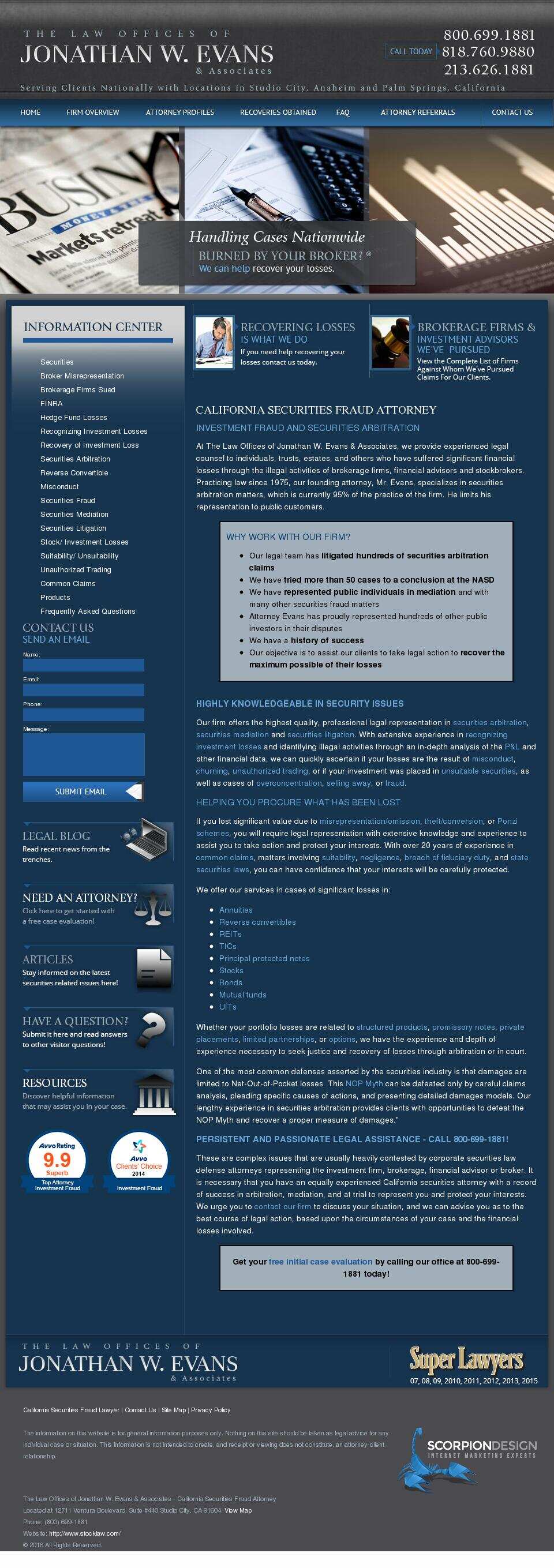 The Law Offices of Jonathan W. Evans & Associates - Studio City CA Lawyers