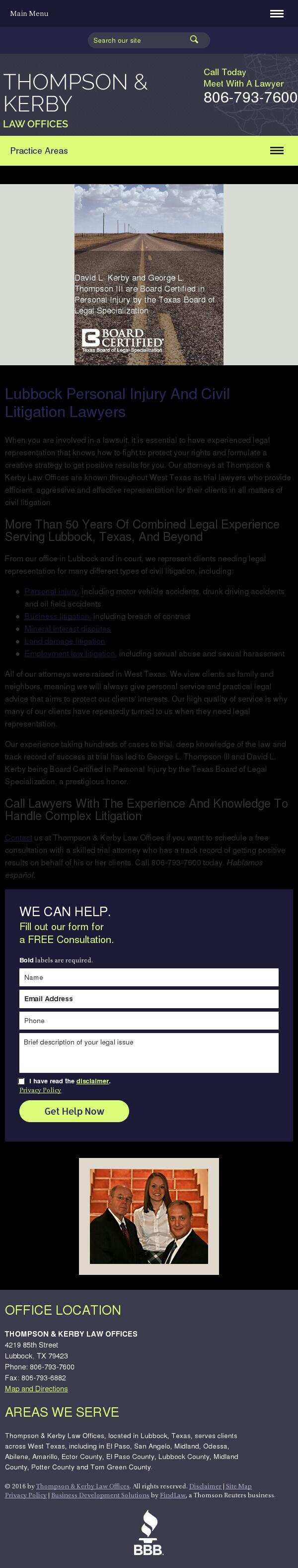 Thompson & Kerby Law Offices - Lubbock TX Lawyers