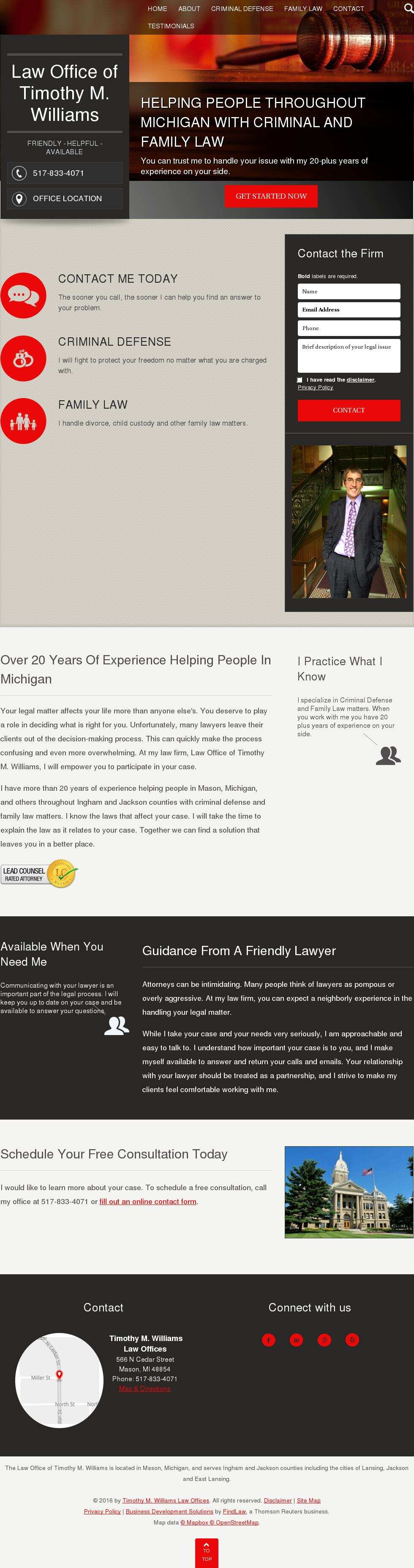 Timothy M. Williams Law Offices - Mason MI Lawyers