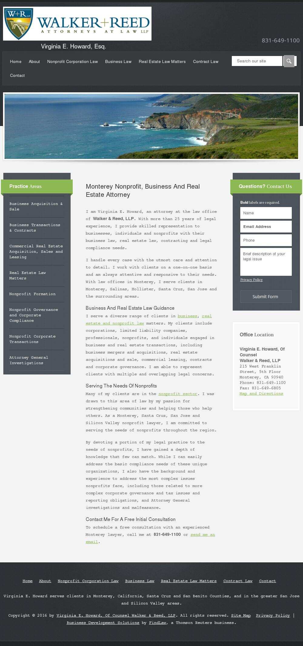 Virginia E. Howard, Of Counsel Walker & Reed, LLP - Monterey CA Lawyers