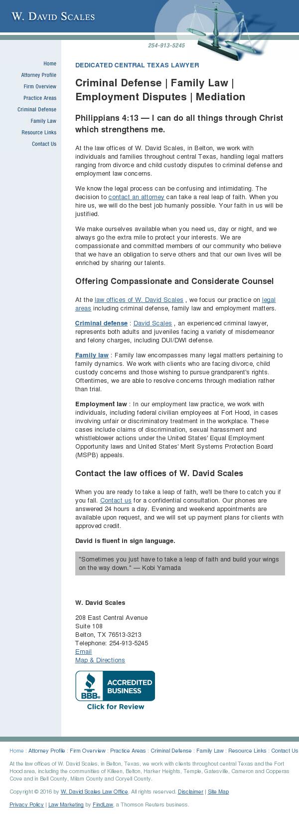 W. David Scales Law Office - Belton TX Lawyers