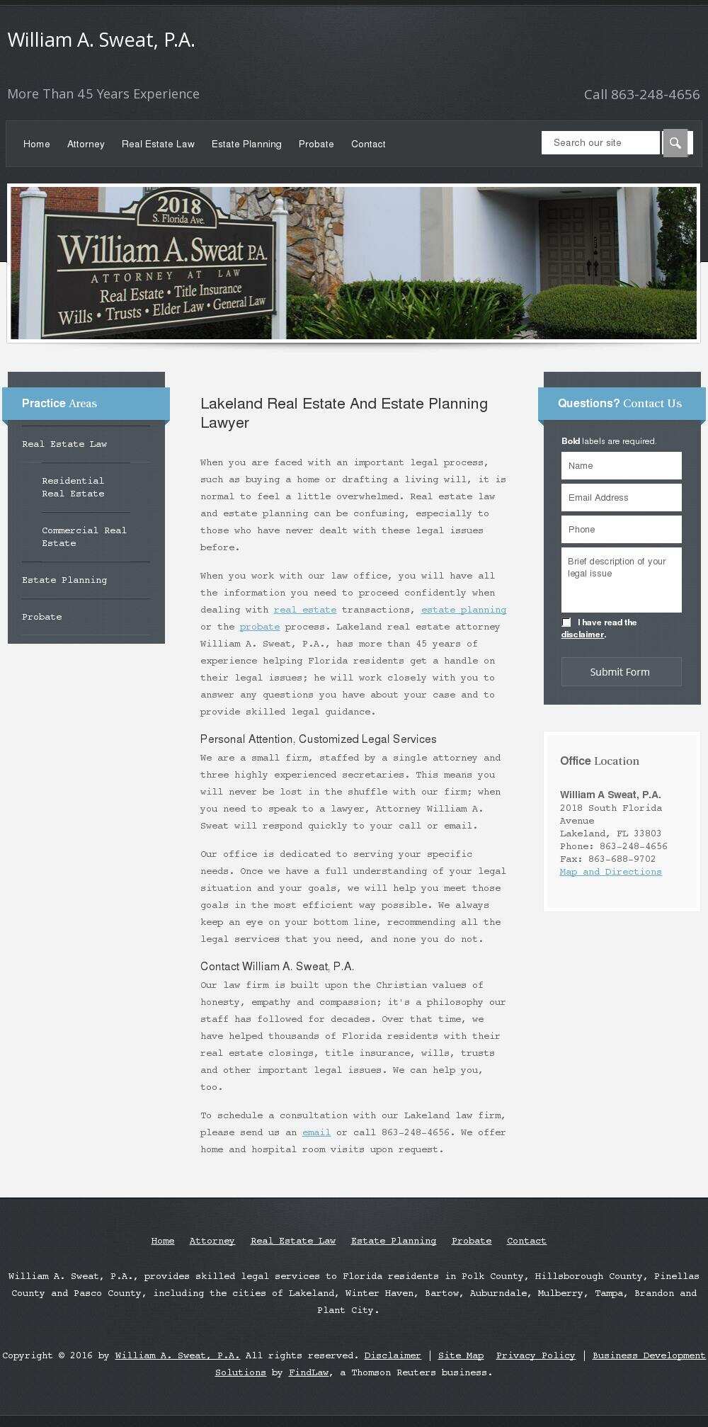 William A. Sweat, P.A. - Lakeland FL Lawyers