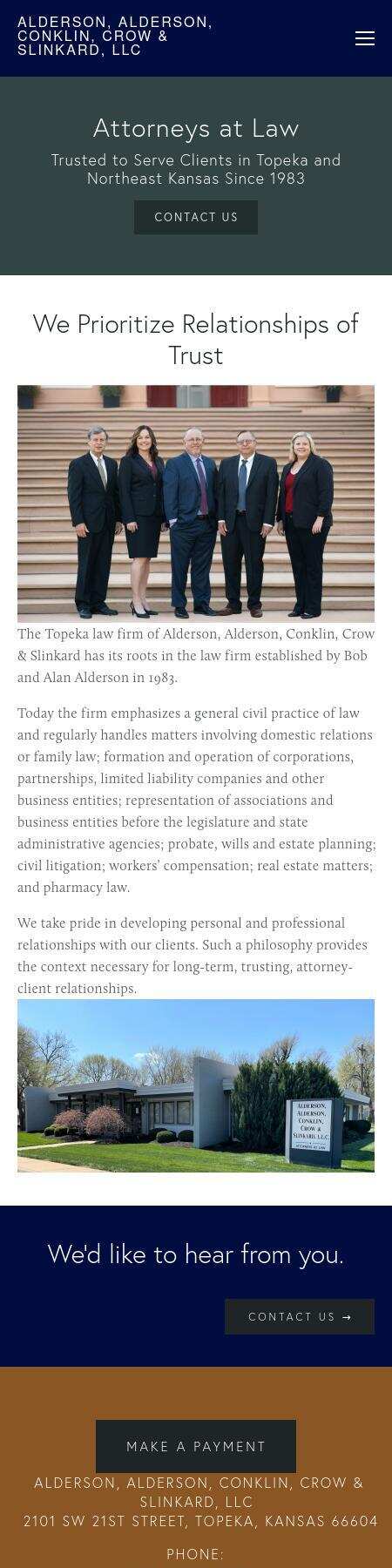 Alderson, Alderson, Weiler, Conklin, Burghart & Crow, L.L.C. - Topeka KS Lawyers