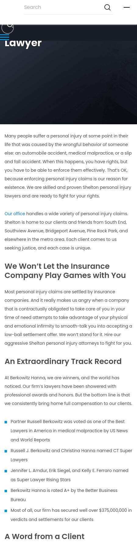Berkowitz Hanna Malpractice & Injury Lawyers - Shelton CT Lawyers