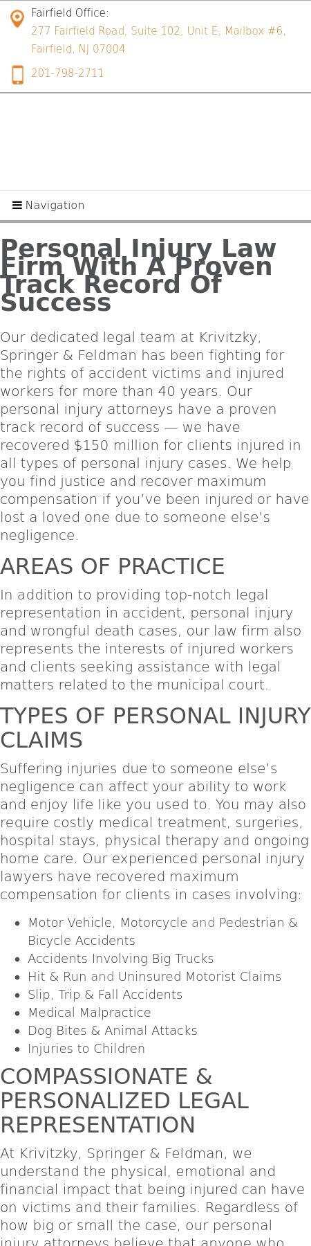 Krivitzky, Springer & Feldman - Newfoundland NJ Lawyers