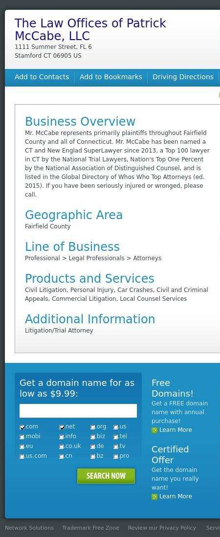 Law Offices of Patrick D. McCabe, LLC - Stamford CT Lawyers