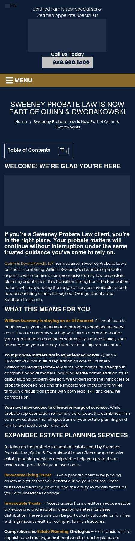 Sweeney Probate Law - Orange CA Lawyers