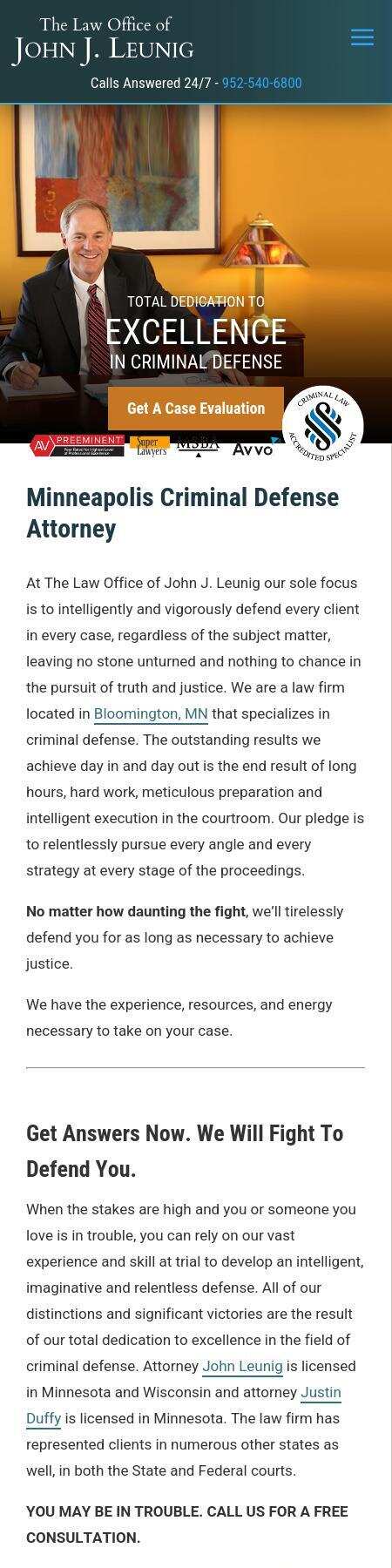 The Law Office of John J. Leunig - Bloomington MN Lawyers