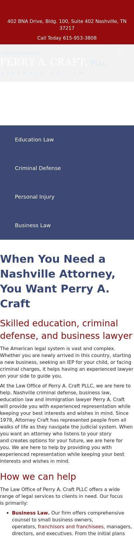 The Law Office of Perry A. Craft, PLLC - Nashville TN Lawyers