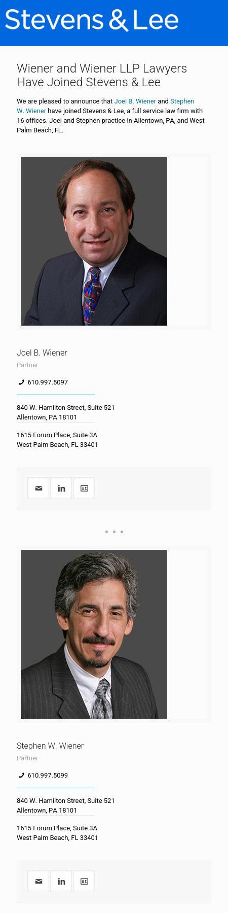 Wiener and Wiener LLP - Allentown PA Lawyers