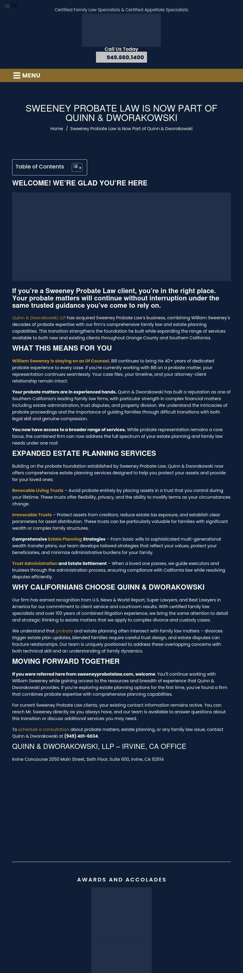Sweeney Probate Law - Orange CA Lawyers